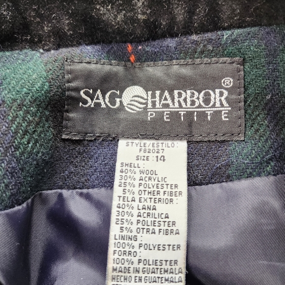 Vintage Sag Harbor Wool Blend Christmas Plaid Tartan Blazer - Picture 2 of 8